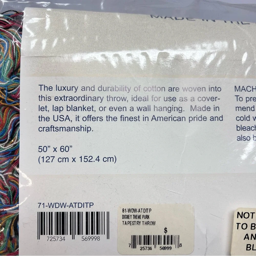 NWT Disney World Parks Mickey Mouse Tapestry Woven Throw Cotton Blanket